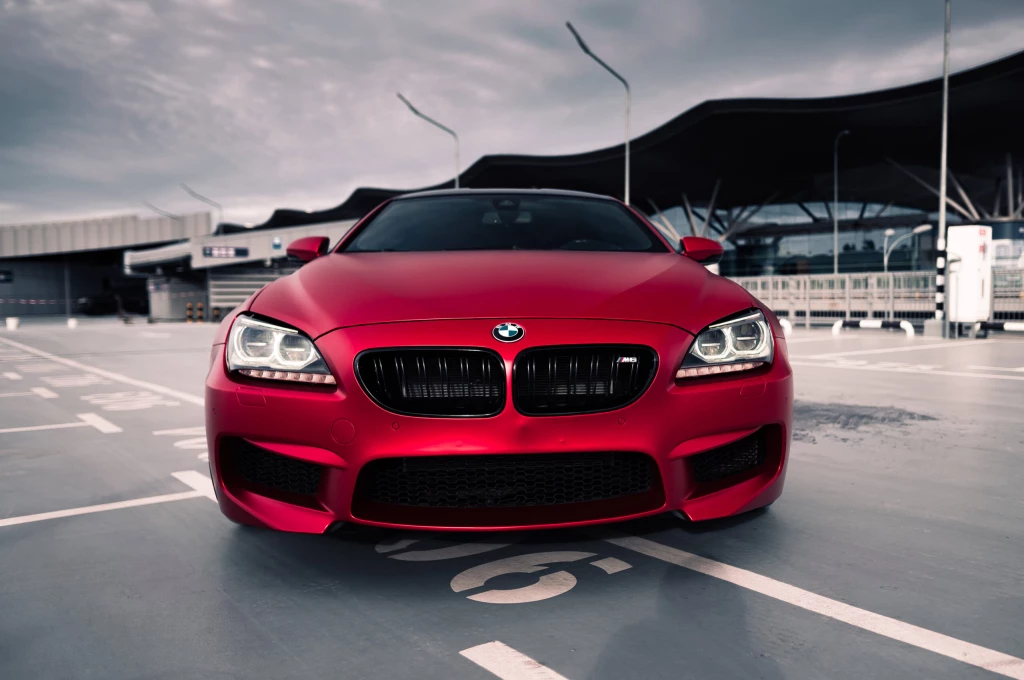 An image of a red BMW