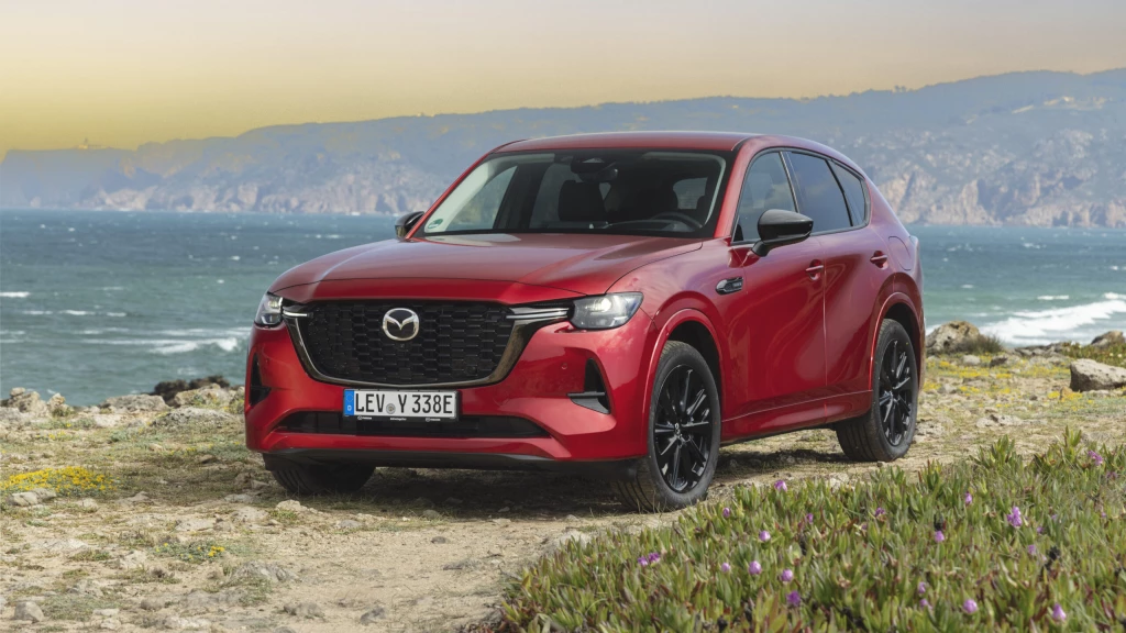 A novated-leased red Mazda CX60 PHEV